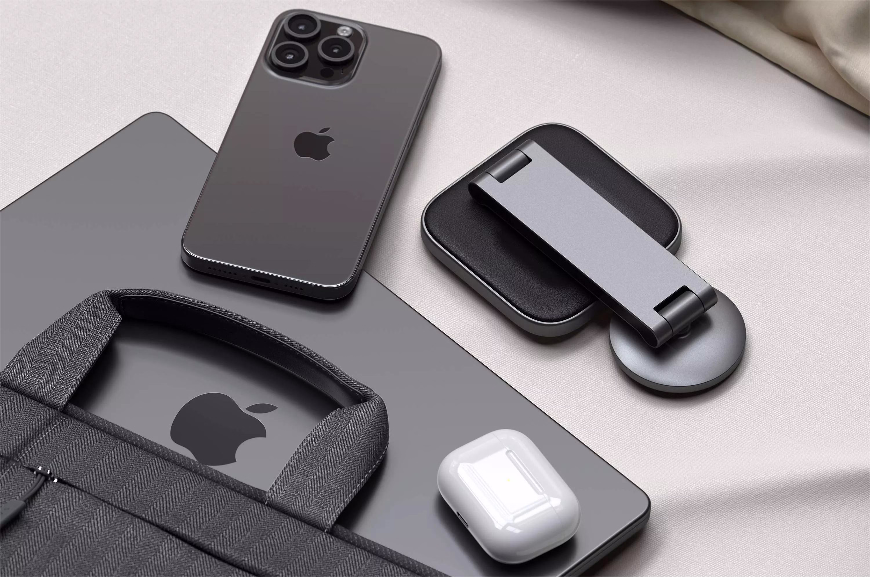 Бездротовий зарядний пристрій Satechi 2-in-1 Foldable Qi2 Wireless Charging Stand Space Gray - 4